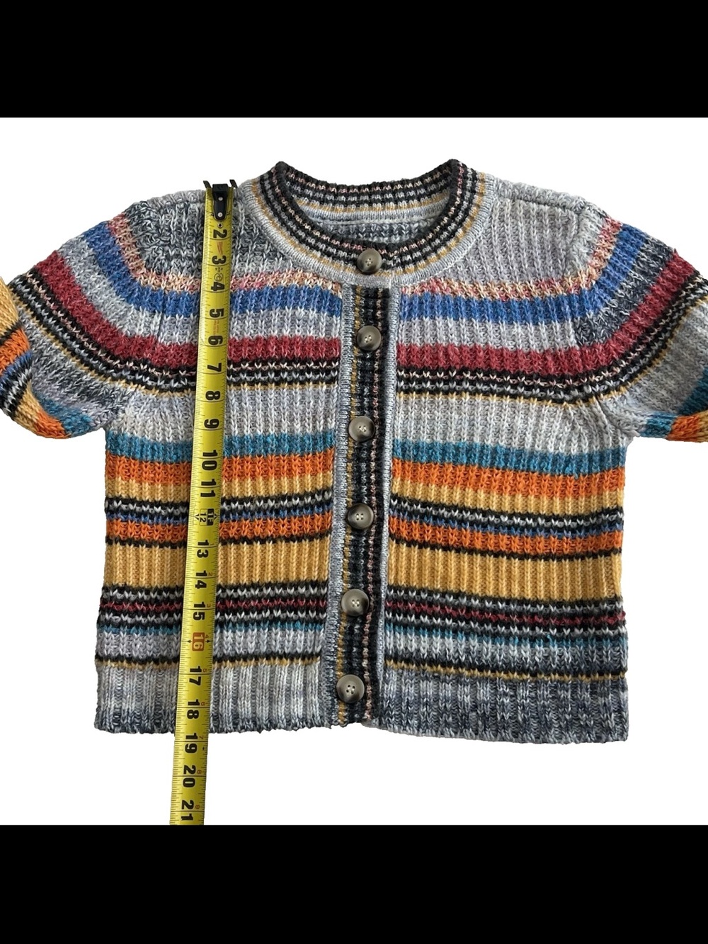 NWT Pilcro Anthropologie Ribbed Multi Stripe Cardigan Sweater M Wool Blend - Picture 7 of 8